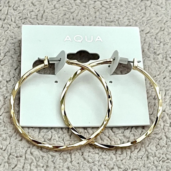 Aqua Gold-Tone Twist Hoop Earrings - Picture 2 of 3